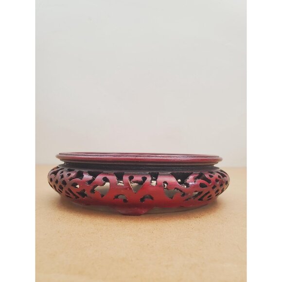 vintage Round base for pot,figurine, Vase base,Oriental darkbrown base,base for - Picture 1 of 10